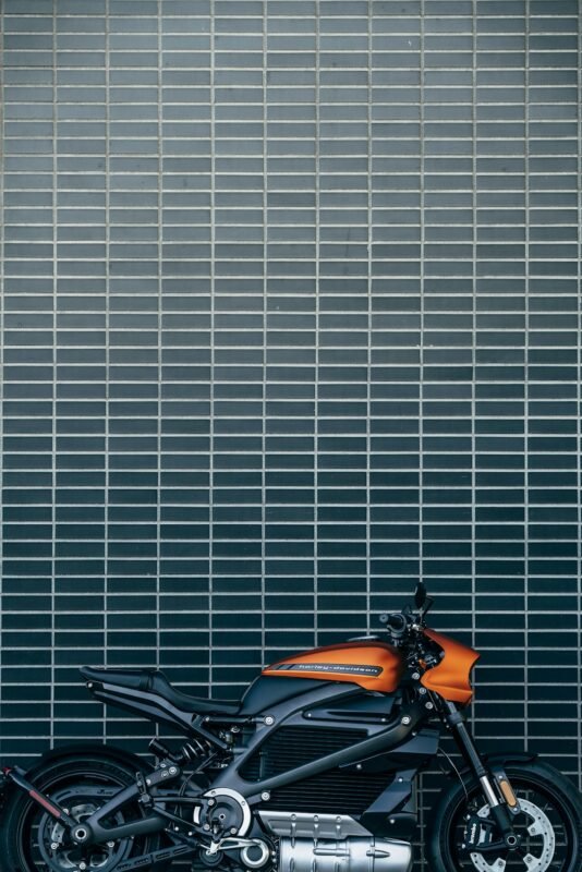 Rugged Adventure Dual-Sport Motorbike on Alpine Summit Pass
